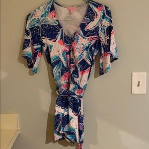 RARE Lilly Pulitzer Starfish Wrap Romper XXS